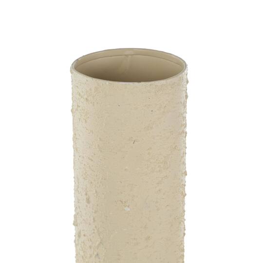 Cream Metal Fluted Distressed Textured Vase Set